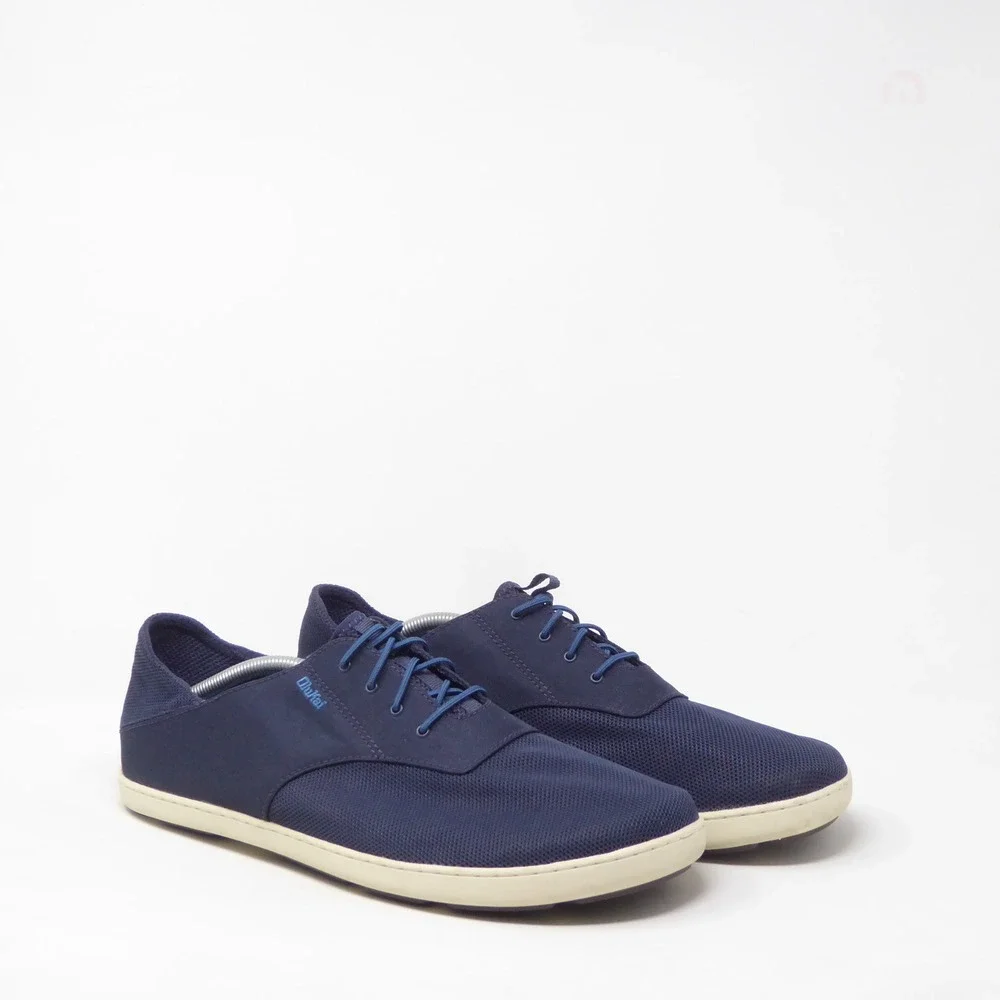 OluKai Mens Nohea Moku Boat Shoes Blue Mesh Lace Up 13